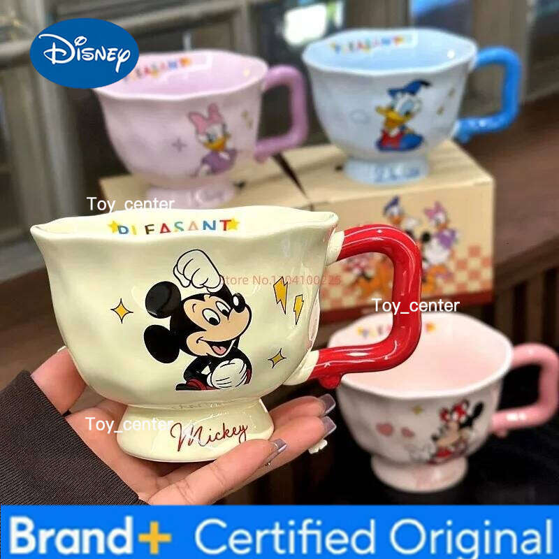 Disney Mickey Minnie Household Water Children'S Ceramic Cute Dormitory Use Office Coffee Breakfast Cup 3d Relief Mug Xmas H260205