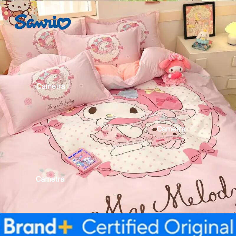 Sanrio Original Melody 100% Large Version Four-piece Cotton Bed Sheet Quilt Cover Pillowcase Three-piece Set H260205