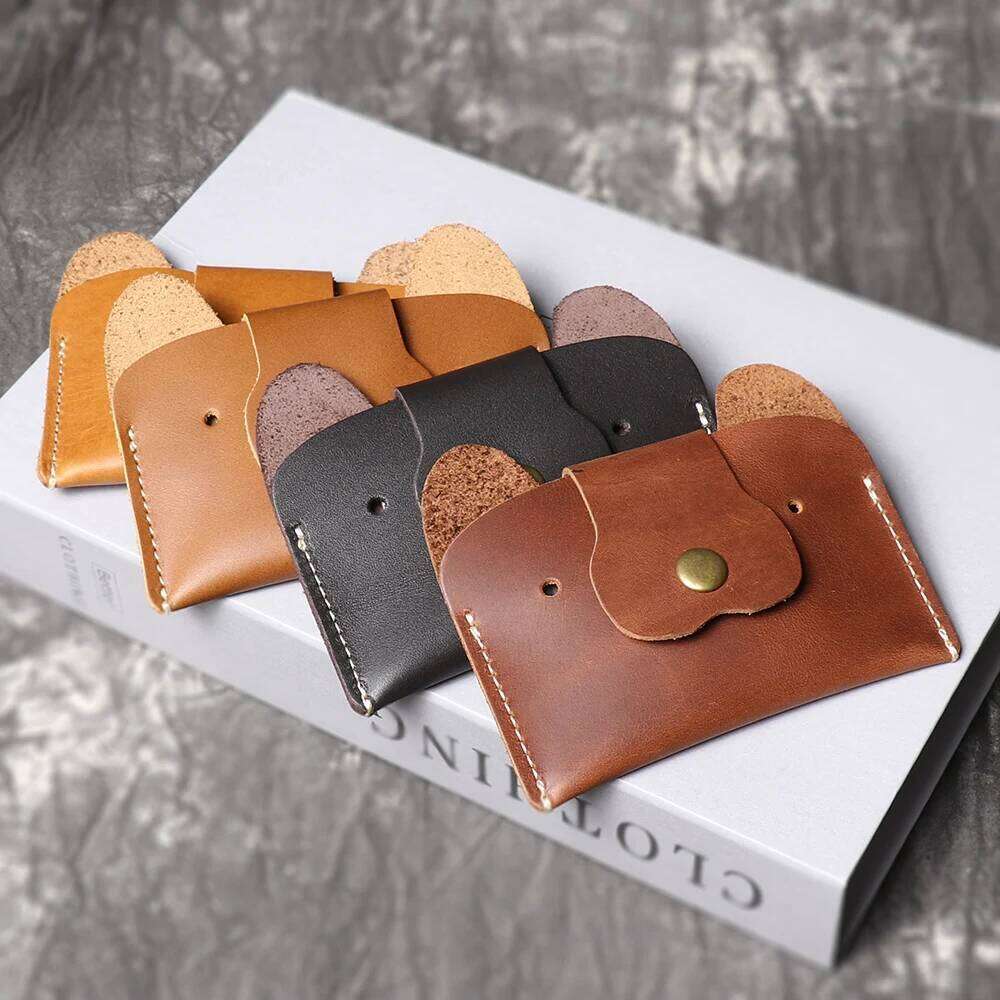 LUOKIR Creative Leather Cartoon Puppy Amount of Cash Top Layer Cowhide ID Holder Cute Small Card Bag Z260205