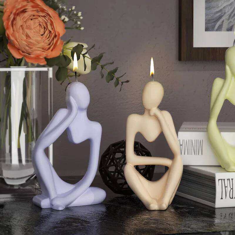 3D Thinker Portrait Ornaments Epoxy Simple European Abstract Body candle mold Resin Silicone Mold Home Decor S260204