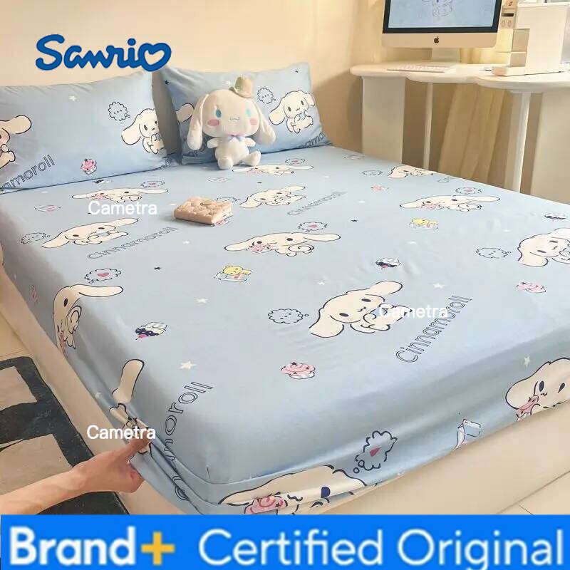 Sanrio Hello Kitty Cinnamoroll Kuromi anime cartoon cotton bedspread children's fitted Kawaii non-slip sheet gift H2602051