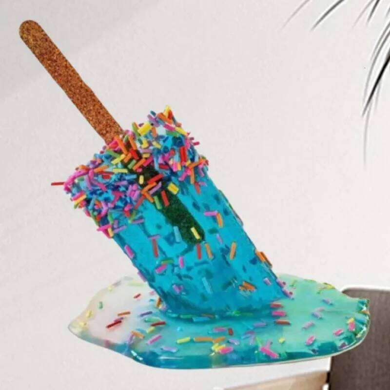Cool Ice Cream Artwork - Summer Melting Popsicle Resin Decoration Sweet Dessert Home Decor Cute Tabletop Display Gift S260204