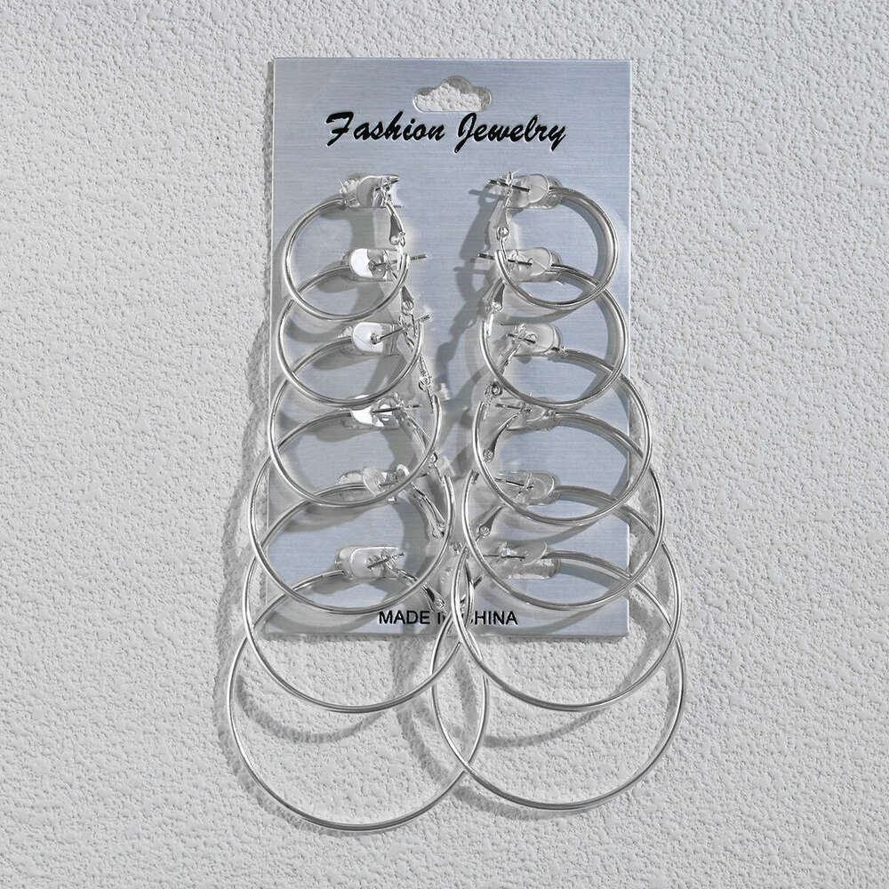 european and american versatile earrings for women to look slim internet famous with different sizes of earrings combined in a simple and fashionable 