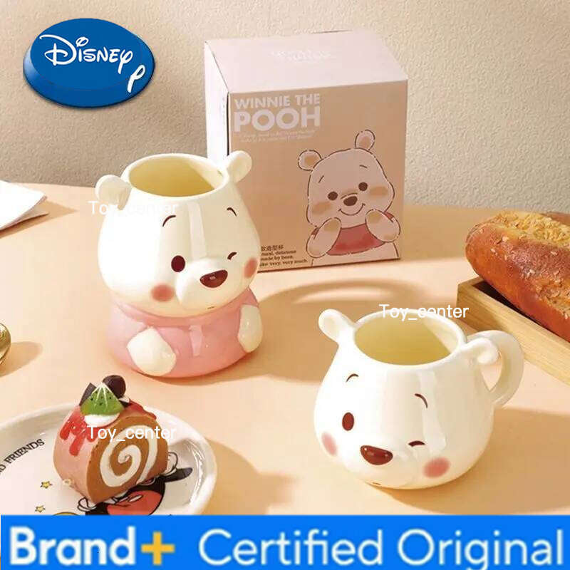 Disney Winnie the Pooh Cartoon Cute Ceramic Creative Coffee Milk Mug Birthday Gift Couple Pair Cup H260205
