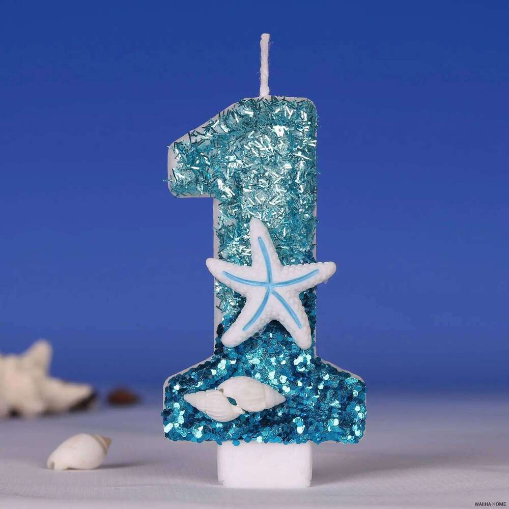 Candles 0-9 Number Glitter Blue Snowflake Candle Kids Girls Birthday Party Cake Topper Decoration Supplies S260204