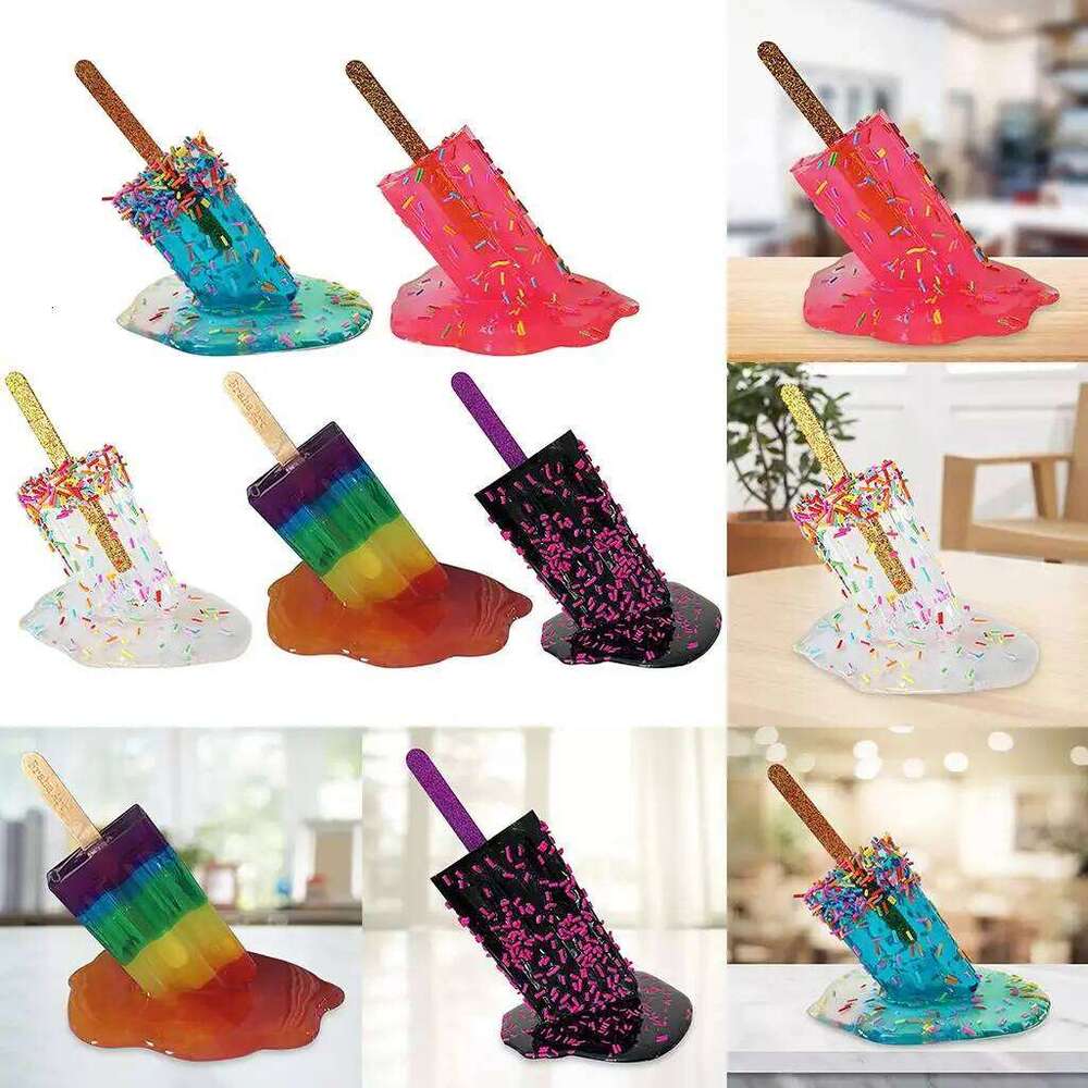 Melting Popsicle Sculpture Ice Cream Statue Decoration Mini Resin Art Crafts S260204