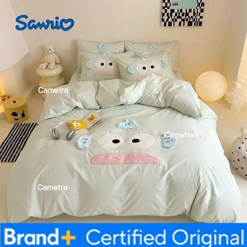 Sanrio Pure Cotton Meowth Washed Cartoon Three-Piece Dormitory Sheet Quilt Cover Bedding Set Home Textile H260205