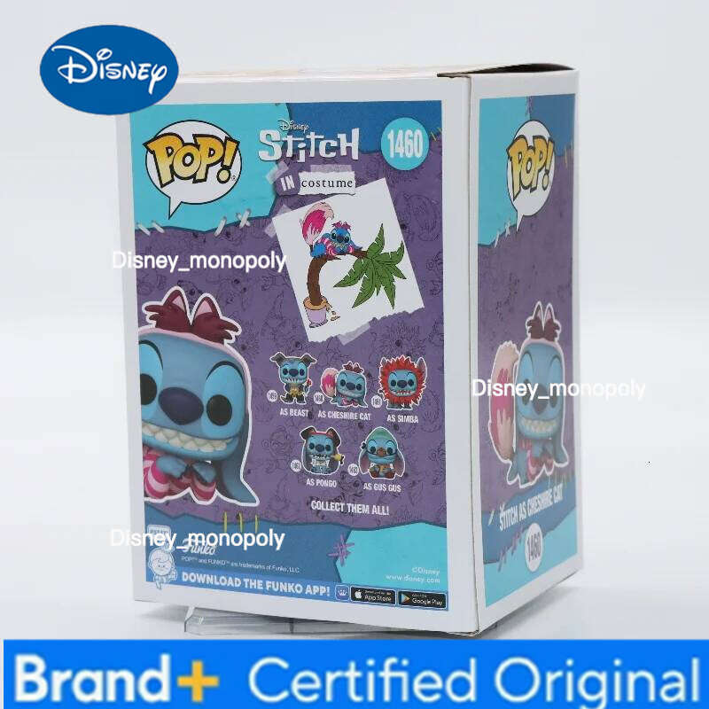 Disney Original Funko Pop as Cheshire Cat Glitter Edition Action Figure Lilo Stitch Vinyl Figurine Model Toy Gift for Kids H260205