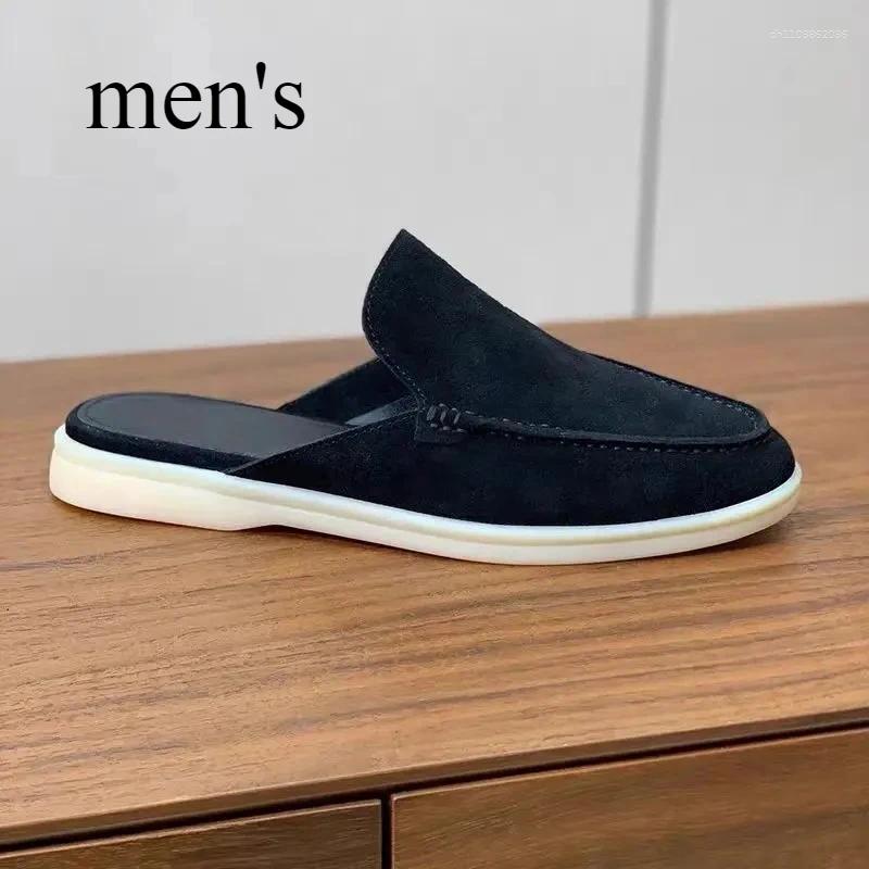 Sandals Summer Men's Shoes Slippers Highquality All Genuine Leather Sheepskin Sheepsuede Largesize Mules