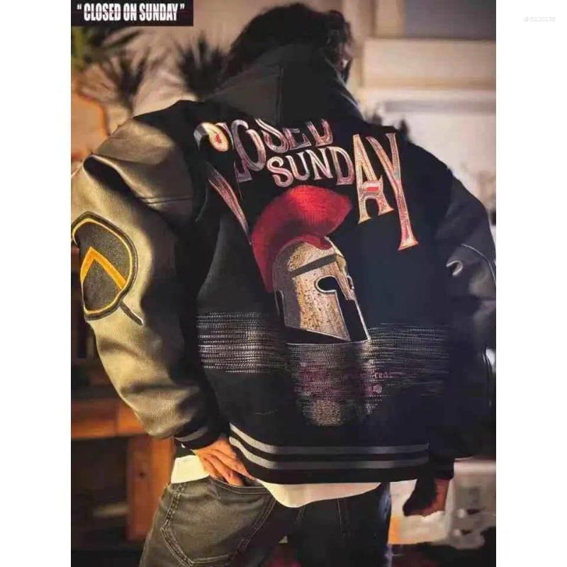 Men's Jackets Embroidery Varsity Jacket Men PU Leather Sleeves Oversized Bomber Women Baseball Coats Streetwear Clothing