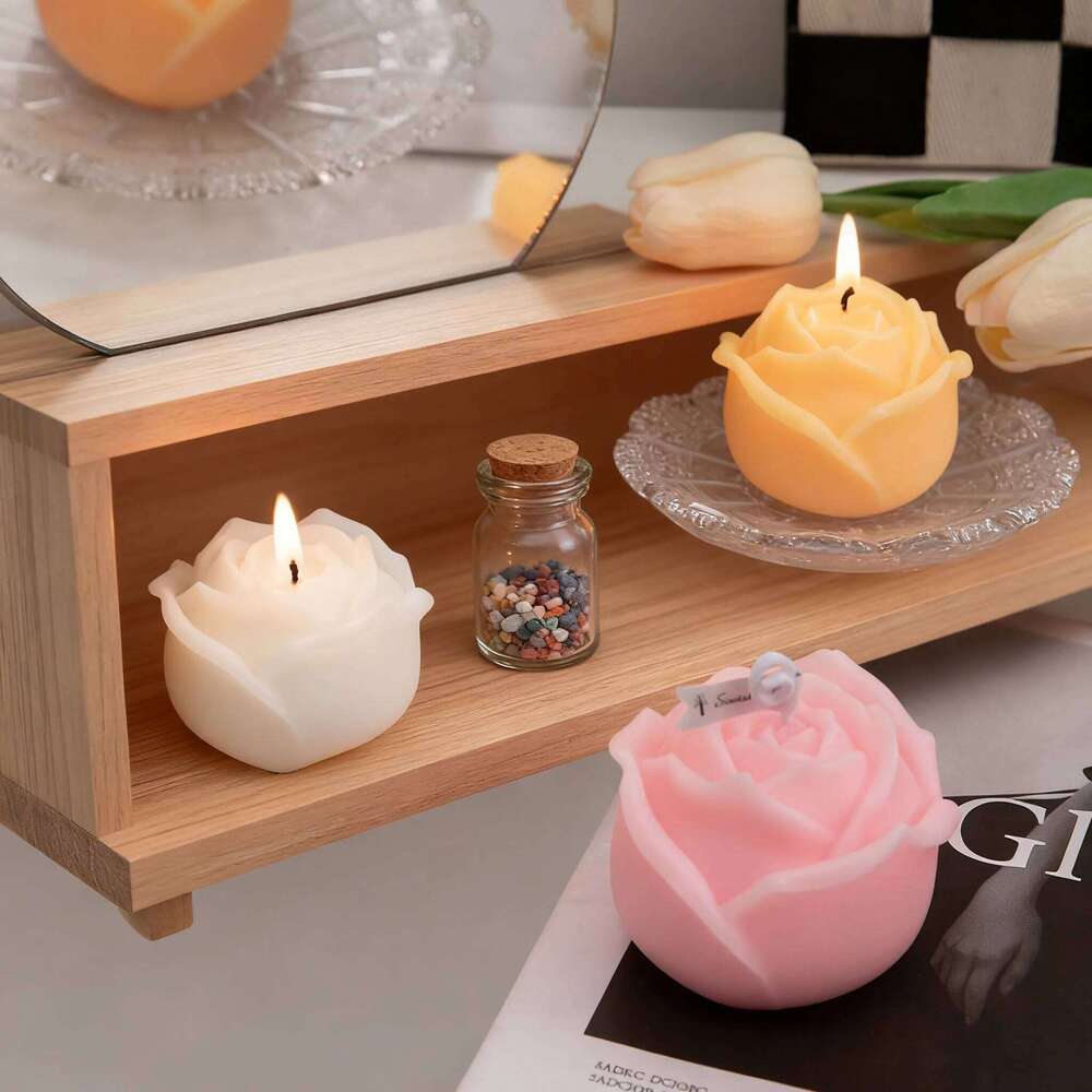 Rose Candle, Elegant Aromatherapy Decor for Valentine's Day/Qixi Festival Gift, Romantic Home Ambiance, Luxury Scented S260204