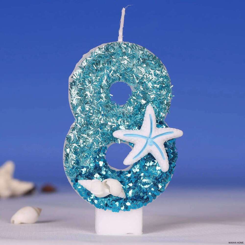 Candles 0-9 Number Glitter Blue Snowflake Candle Kids Girls Birthday Party Cake Topper Decoration Supplies S260204