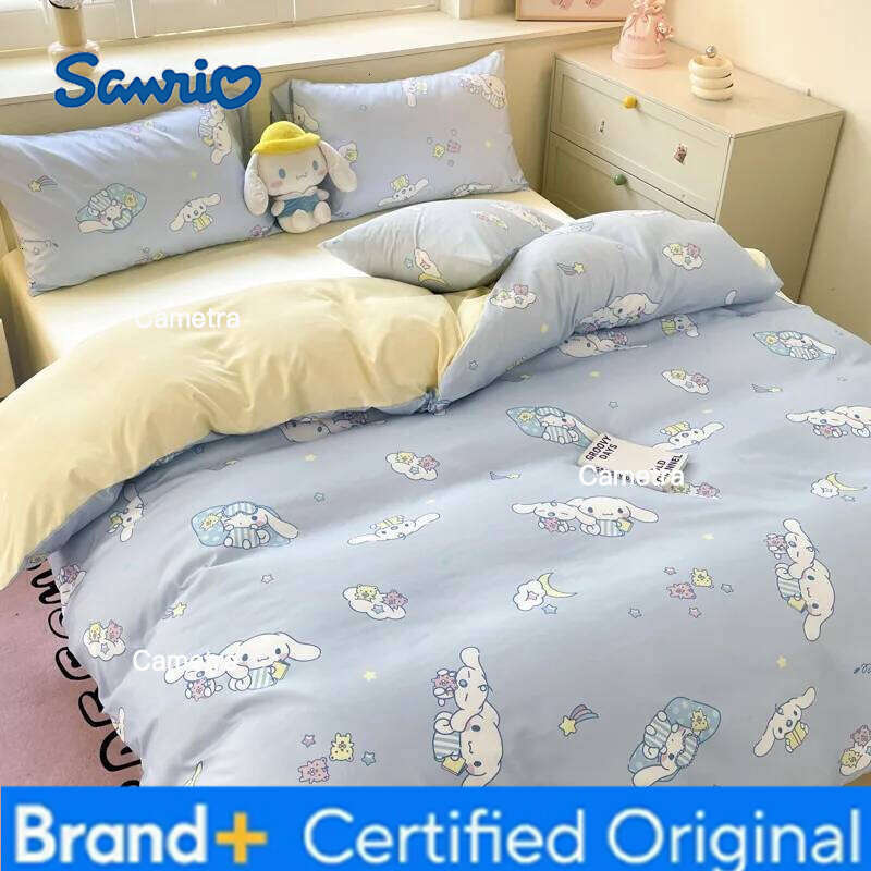 Sanrio New Hello Kitty Set Cotton Kuromi Melody Bedding Double Pillowcase Bed Linens Girl Dorm Bedclothes Home Textile H260205