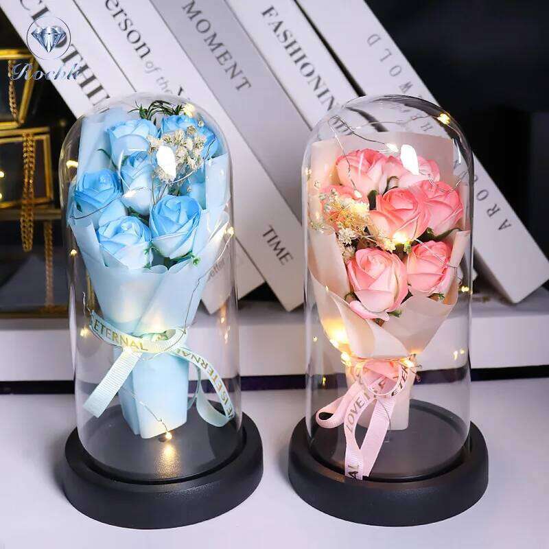 Rose Eternal Life Flower Starry Sky Glass Cover Living Room Decor for Girlfriend Birthday Gift Valentine's Mother's Day S260204