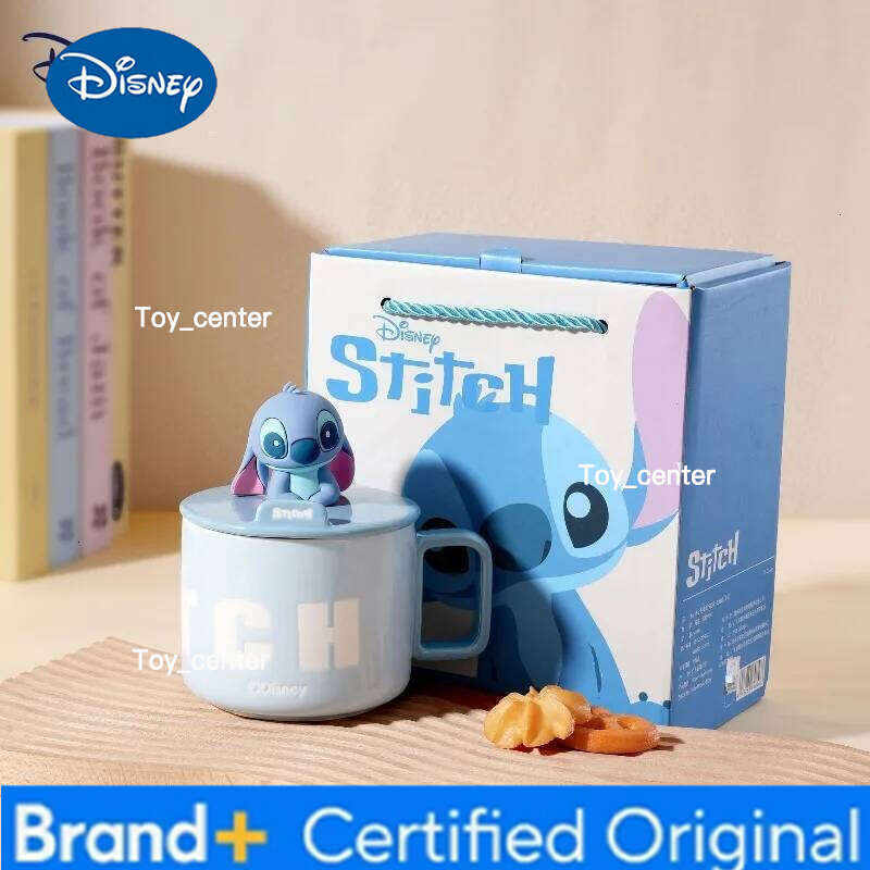 Disney Stitch Angie cartoon anime couples mug cute ceramic milk Creative cup lid phone holder home decoration gift for girls H260205