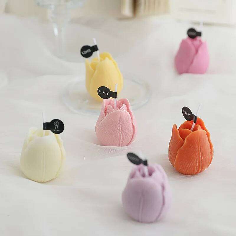 Tulip Scented Handmade Birthday Gifts Decorative Ornaments Flower Shaped Candles S260204