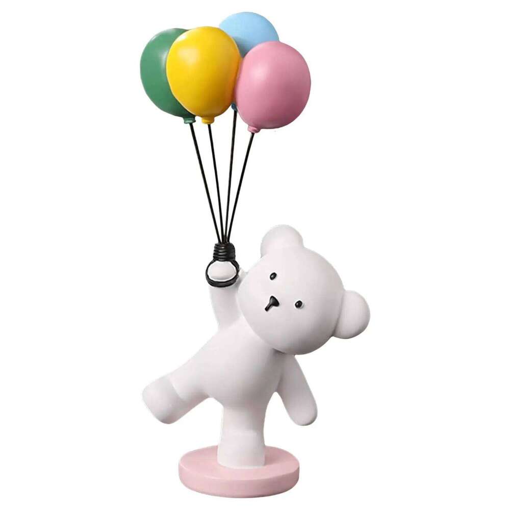 Figurine Flying Statue for Bookshelf TV Stand Arrangement Balloon Bear S260204