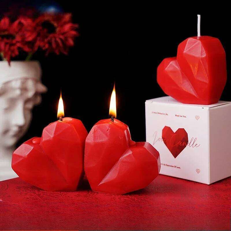 1/2pc 3D Heart-shaped Love Candles Valentine's Day Romantic Gift Handmade Aromatherapy Candle Wedding Home Decor Photo Prop S260204 4b3