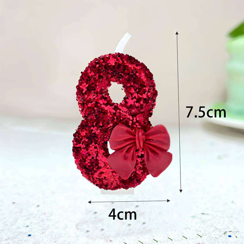 1pcs number 0-9 Girl's Heart, Red Bow candles, Birthday, Year One, Children's Coming of Age, Proposal, Anniversary Party candles S260204