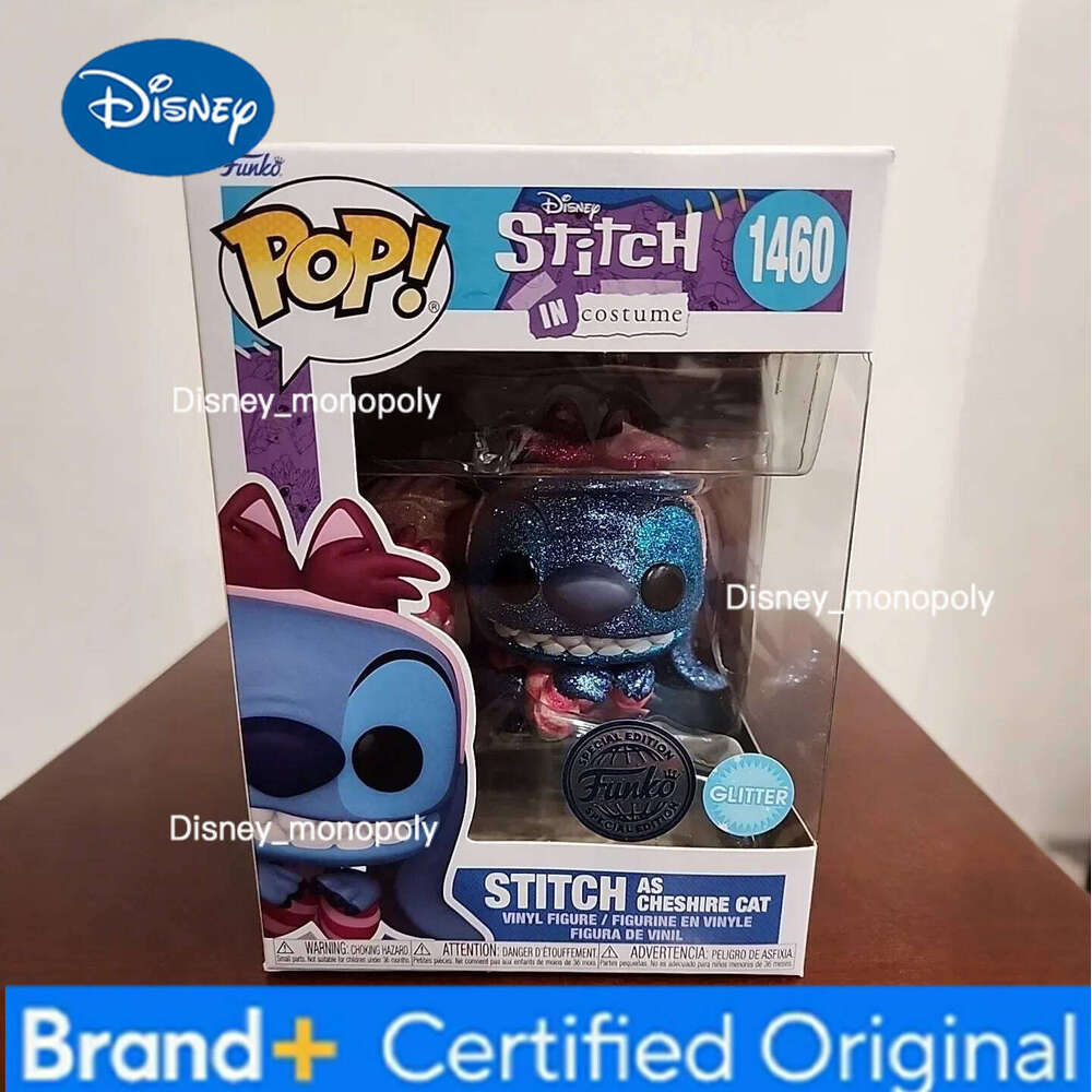Disney as Cheshire Cat #1460 Glitter Figures Funko Pop Lilo Stitch 3 inch Vinyl Figure Collectible Limited Edition Model Toy H260205