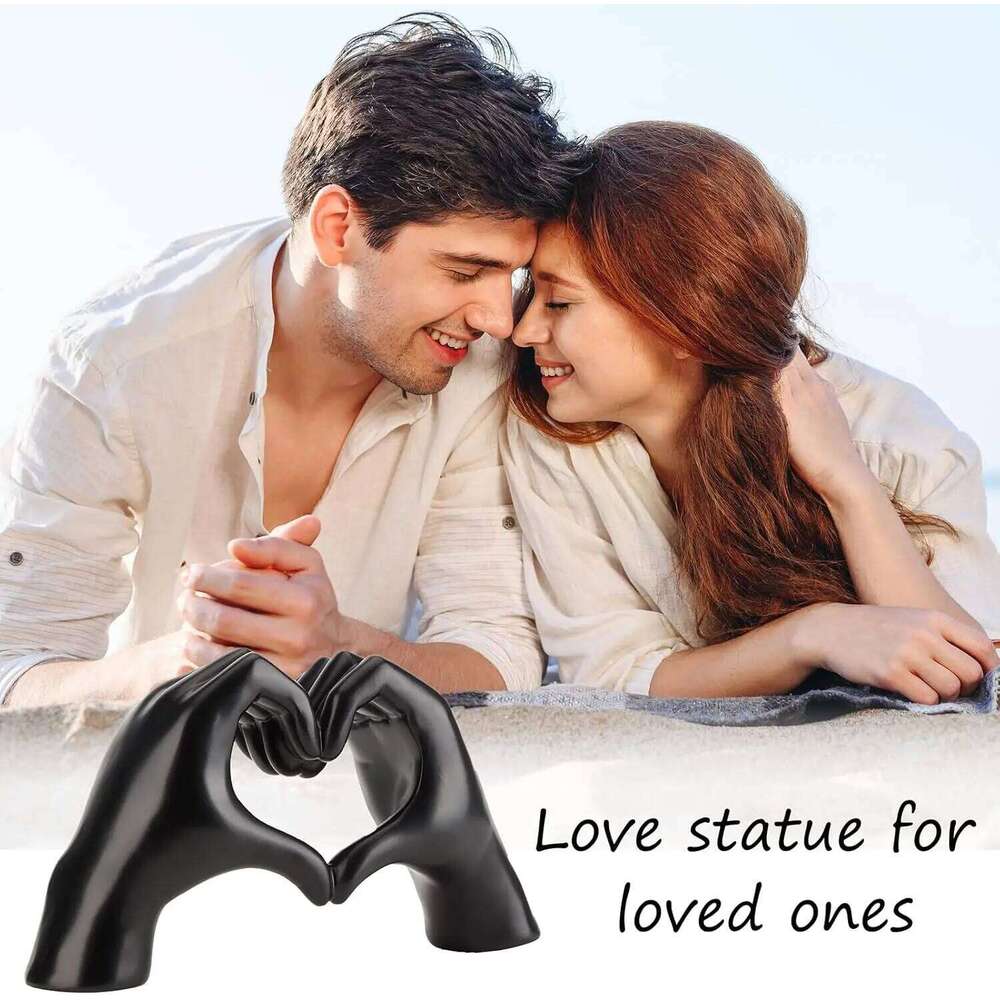 Gifts for Him, Hands Sculpture, Heart Hands, Valentines Day Decorations, Gold Room Bedroom Bookshelf, Black S260204