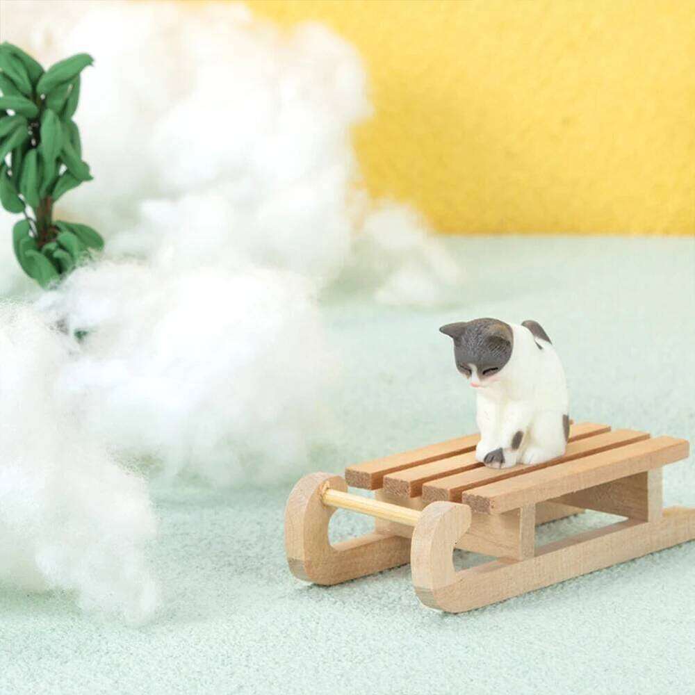 Mini Simulation Non-Toxic 1/12 Wooden Sleigh Desktop Craft Home Decor Crafts Snow Sled Ornament Doll House Accessories S260204
