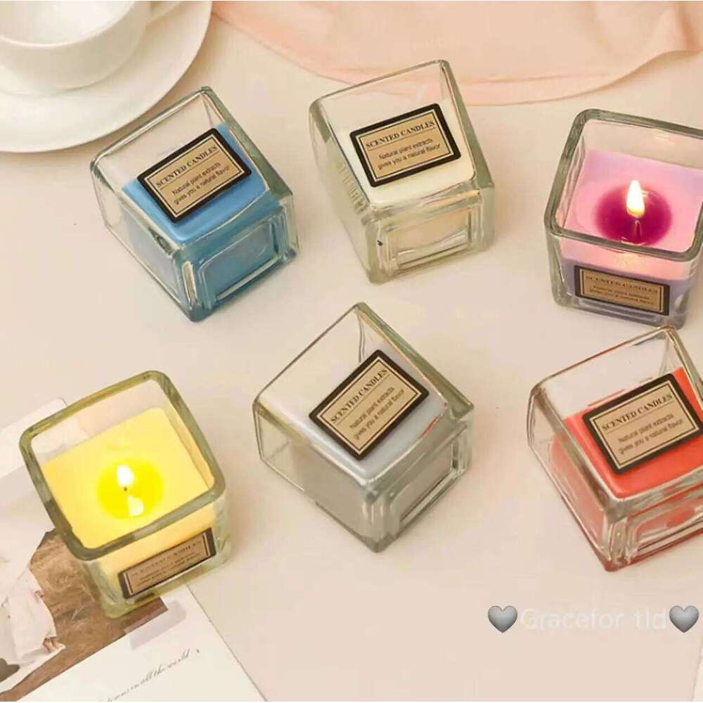 Square Small Cup Aromatherapy with Seven Optional Scents for Couples Date Night Atmosphere Candle H260205
