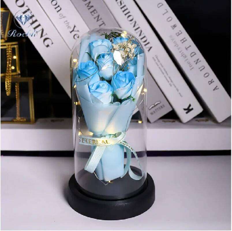 Rose Eternal Life Flower Starry Sky Glass Cover Living Room Decor for Girlfriend Birthday Gift Valentine's Mother's Day S260204