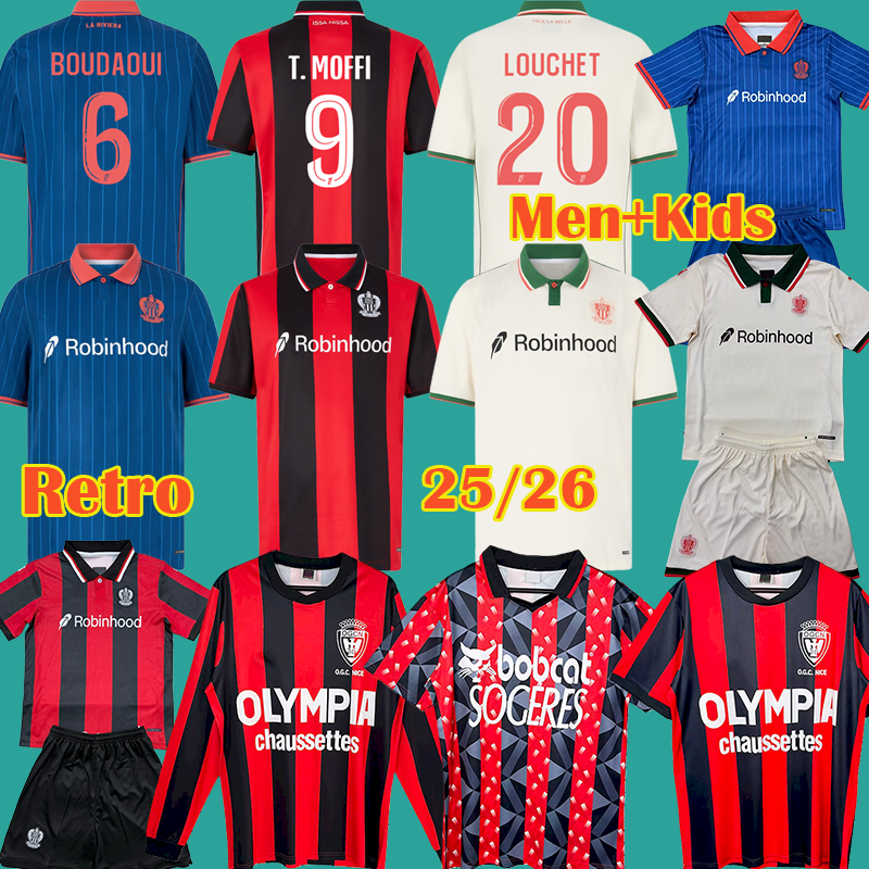 25 26 Maillot OGC Nice FC soccer jerseys GUESSAND T. MOFFI MOUKOKO NDOMBELE S. DIOP CHO 2025 2026 Retro OGC Nice 77 78 93 94 football shirts Men Kids Kit BOUDAOUI