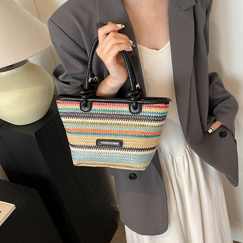 2026 New Summer Beach Bag Boho Woven Rattan Handbag for Women, Lazy Style Crossbody Shoulder Bag & Small Bucket Tote