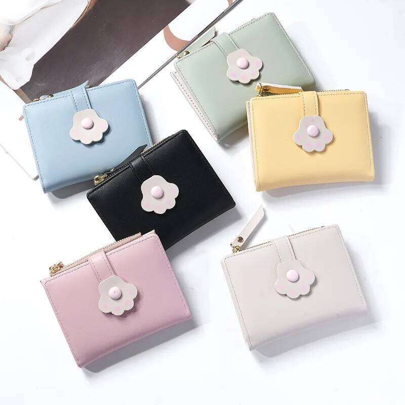 Women's Cute Flower PU Leather Three Fold Wallet Multi Slot Card Classic Photo Holder Hasp Slim Short Coin Purse Z260205