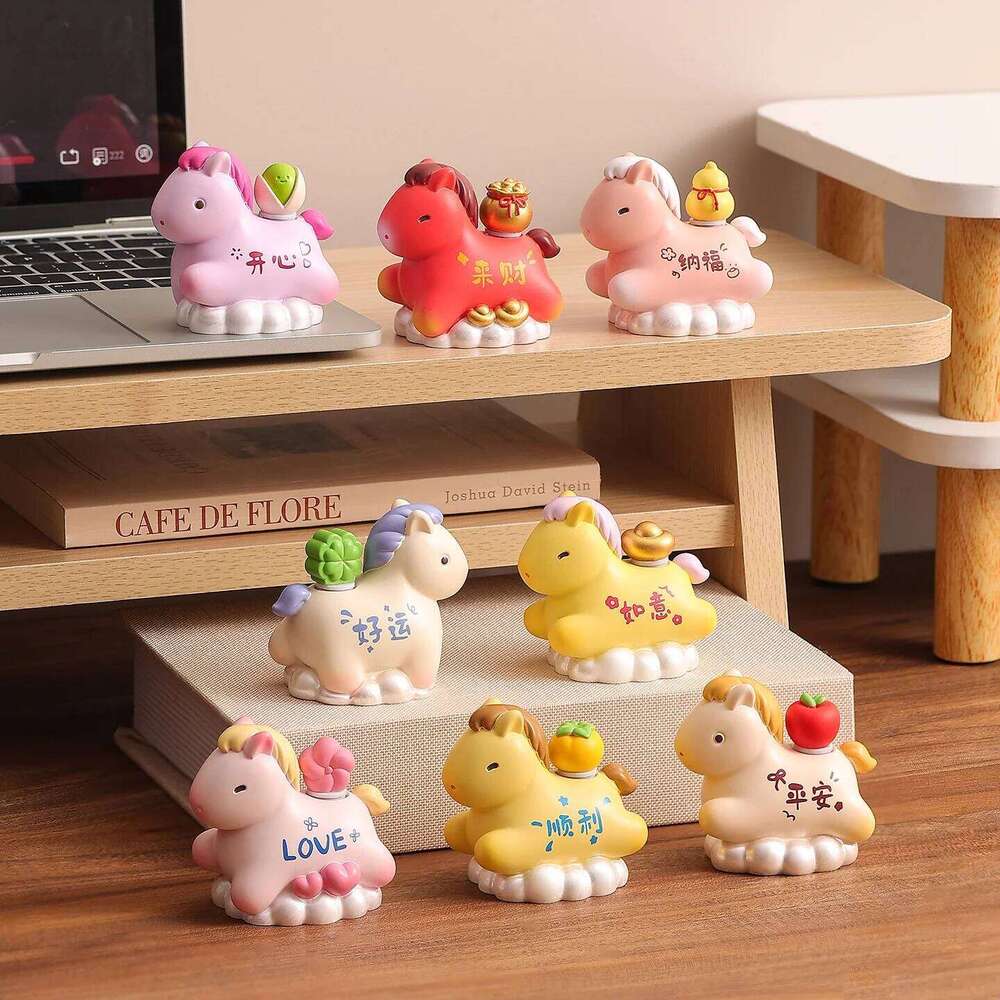 1PC Creative Transfer Zodiac Horse Back Lucky Bag Ingot Can Be Rotated Home Office Desktop Decoration S260204