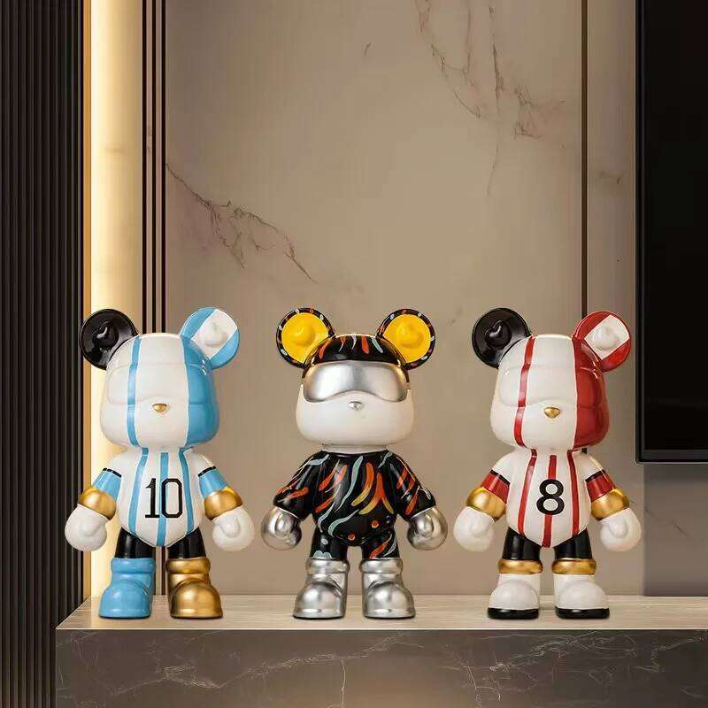 Bear Ceramic Bank Sculpture Animal Money Box Statue for Home Office Decor With Coin Slot Novelty Football Enthusiasts Gift S260204