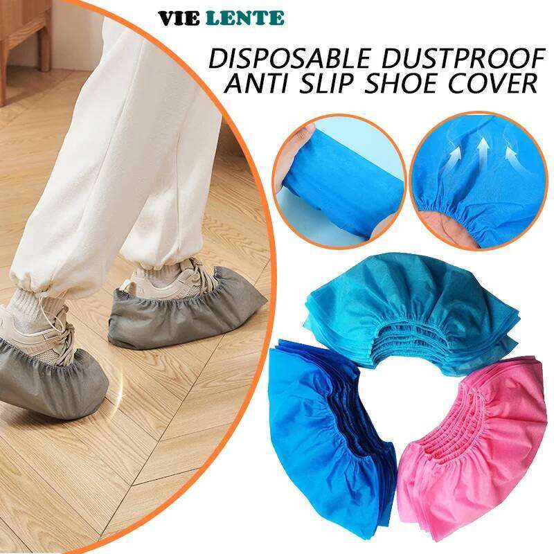 Shoes Disposable High Quality Dustproof and Anti Slip Non Woven Fabric Shoe Cover Household Cleaning Product 50/100pcs S260204