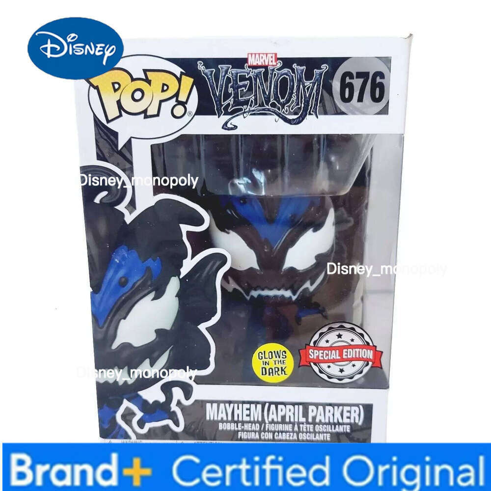Disney Funko Pop Marvel Mayhem April Parker Venom Action Glow Limited Edition Model Toys Collectible Vinyl Figures Kids Gifts H260205