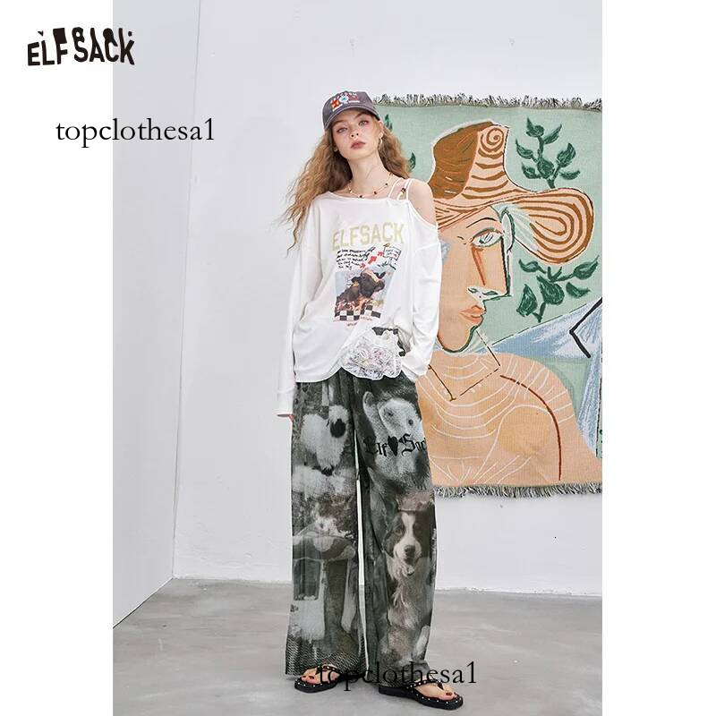 ELFSACK 2025 Summer New Arrivals Pink Cargo Casual Straight Wide Leg Pants For Women