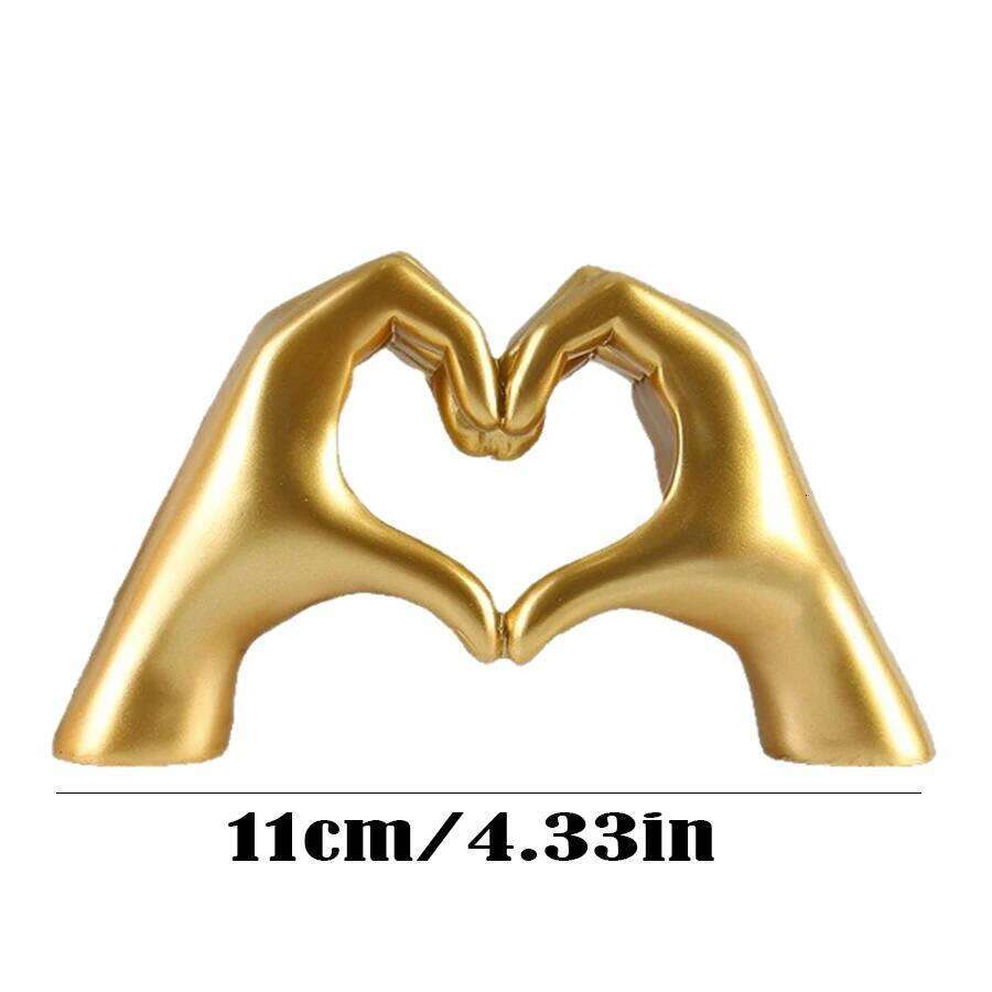 1pc Love Hand Gesture Heart Sculpture Modern Art Statue Personalized Finger Home Decor, Creative Wedding Desktop D S260204