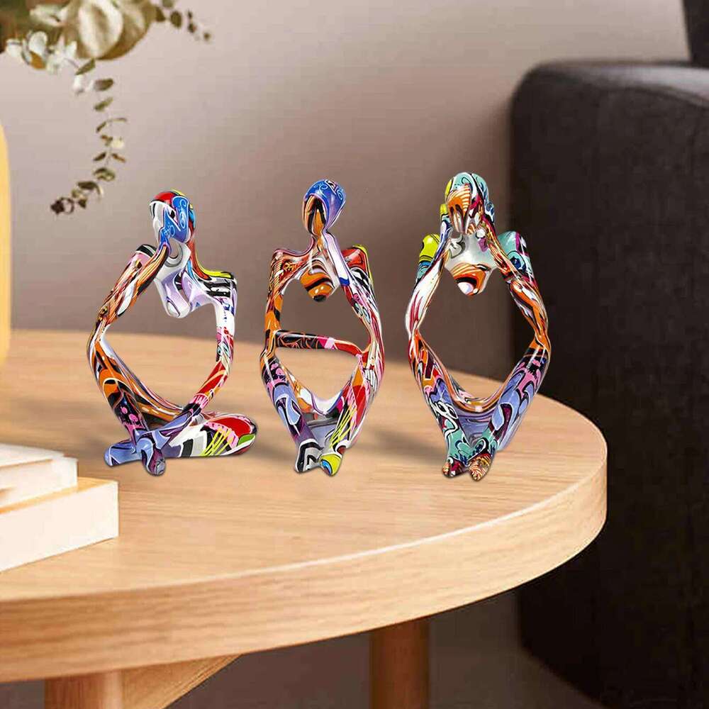 Resin Modern Thinker Sculpture Ornaments Abstract Character Figurines Mini Handicraft Home Decor for Office Study Shelf S260204