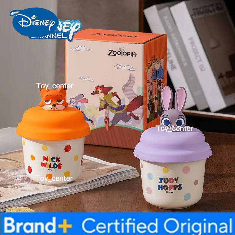 Disney Mug with Lid Zootopia Nick Judy Ceramic Thick Cartoon Cute Figure Dormitory Office Home Coffee Milk Water Cup Couple Gift H260205