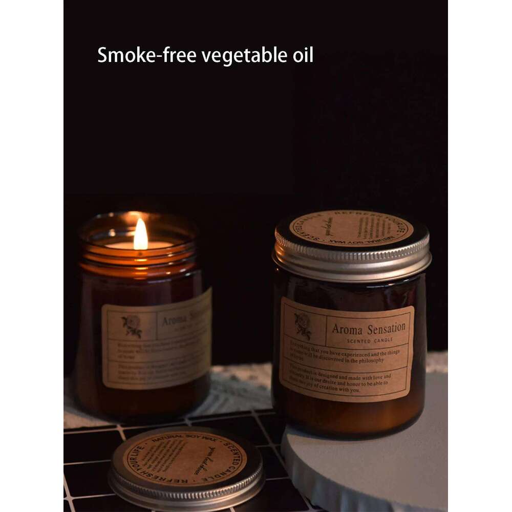 Amber glass cup smokeless candle wedding favour simple creative home use, long-lasting scented ornament gift H260205