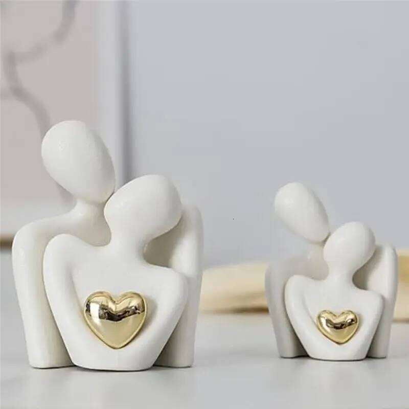 BAAU Mini Abstract Sculpture Tv Stand Decor Knick Knacks Couples Love Office Show Pieces White A S260204