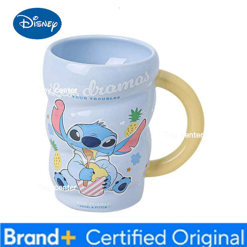 Disney Stitch Ceramic Coffee Mug Girls Home Rotating Twist Water Cup Student Large Capacity Cups with Handle Dishwasher Safe H260205