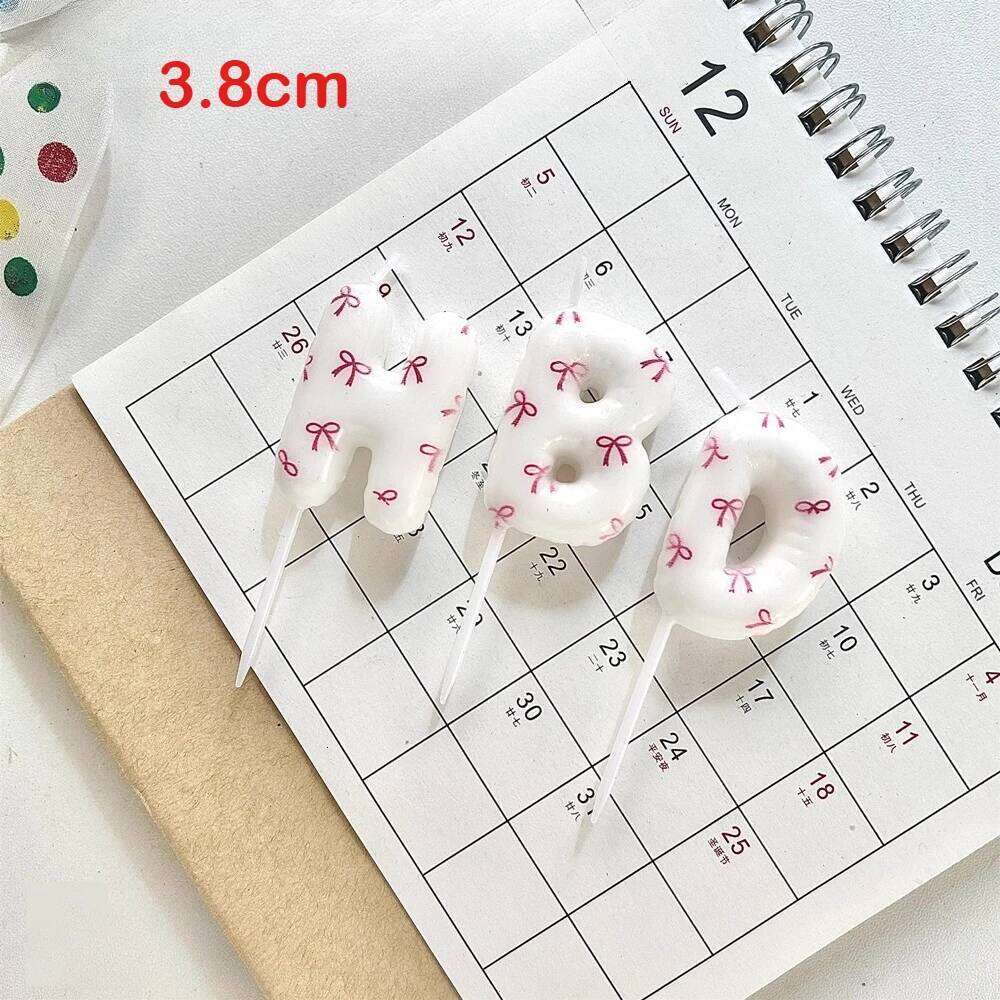 6pcs Bow Cute Birthday Candles Cupcake Toppers Coquette Decor Baby Shower Wedding Bachelorette Party S260204