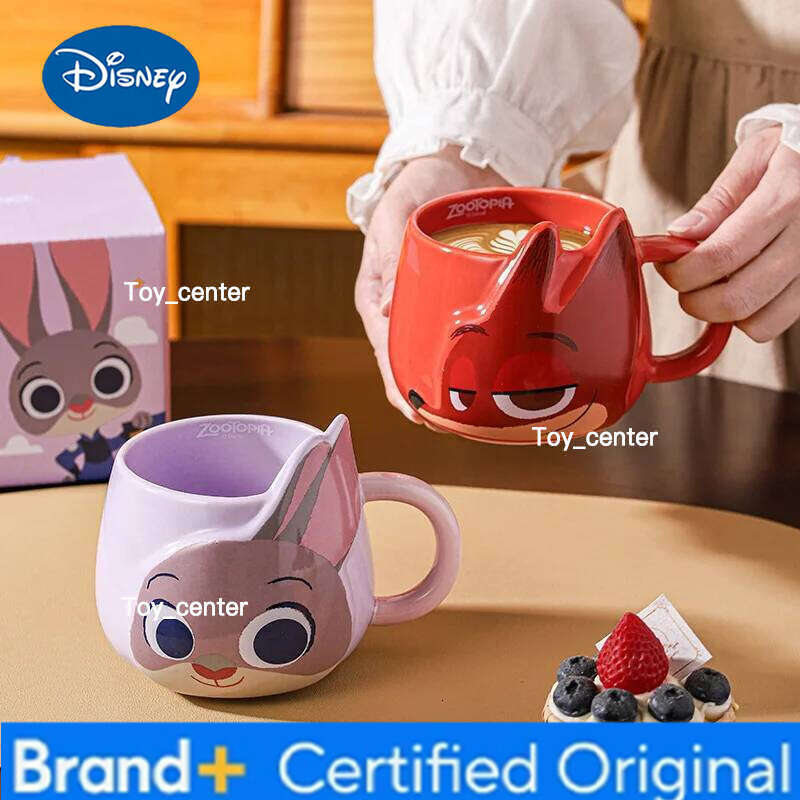 Disney Zootopia2 Cartoon Anime Couples Mug Cute Ceramic Tea Coffee Printing Milk Cup Set Home Decoration Kawaii Gift for Girls H260205