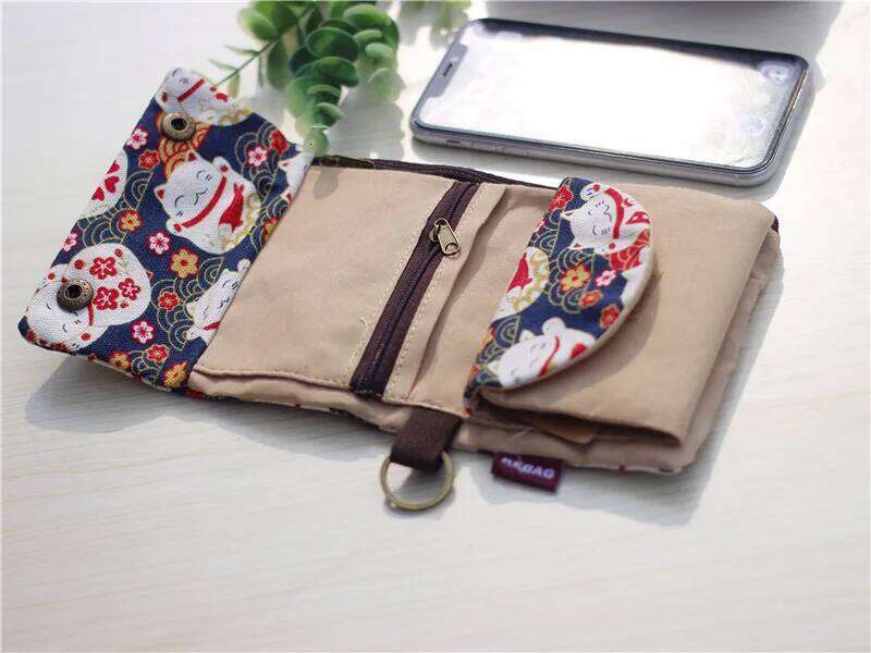 Canvas Cartoon Totoro Cat Printed Dog Women Fold Short Wallet Organizer Cute Mini Money Key Bag Coin Pocket Purse for Children Z260205