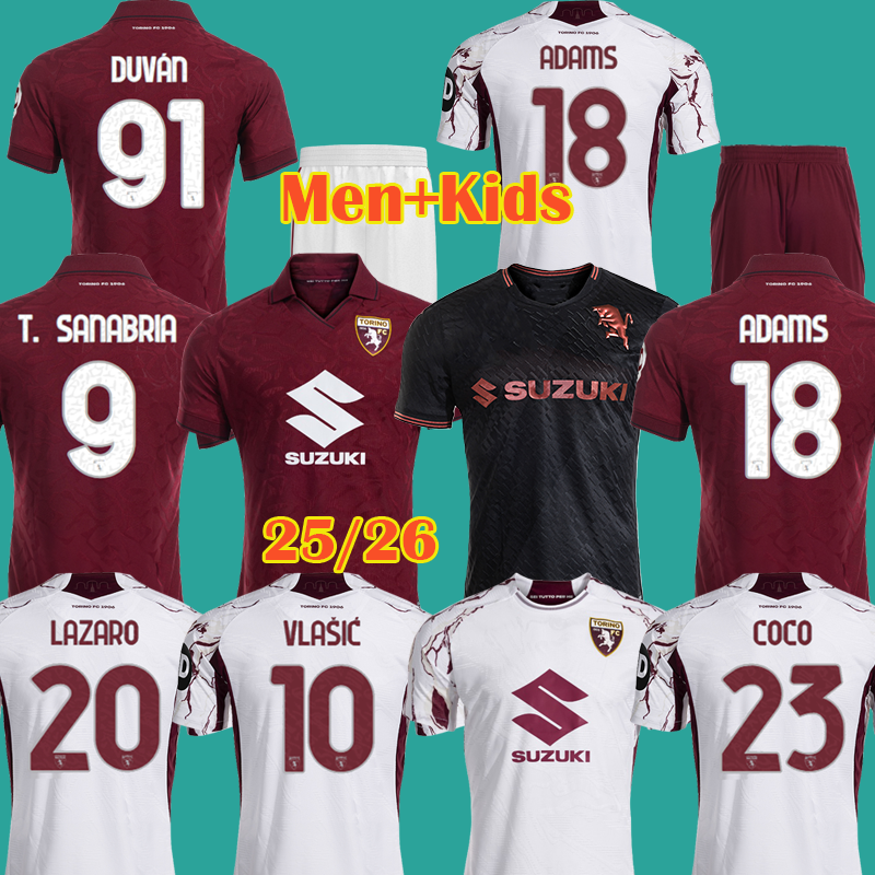 2025 2026 Torino FC Soccer Jerseys Limited Edition 25 26 ADAMS LAZARO T. SANABRIA LLIC DUVAN COCO LINETTY PEDERSEN Special Men Kids Kit Uniforms
