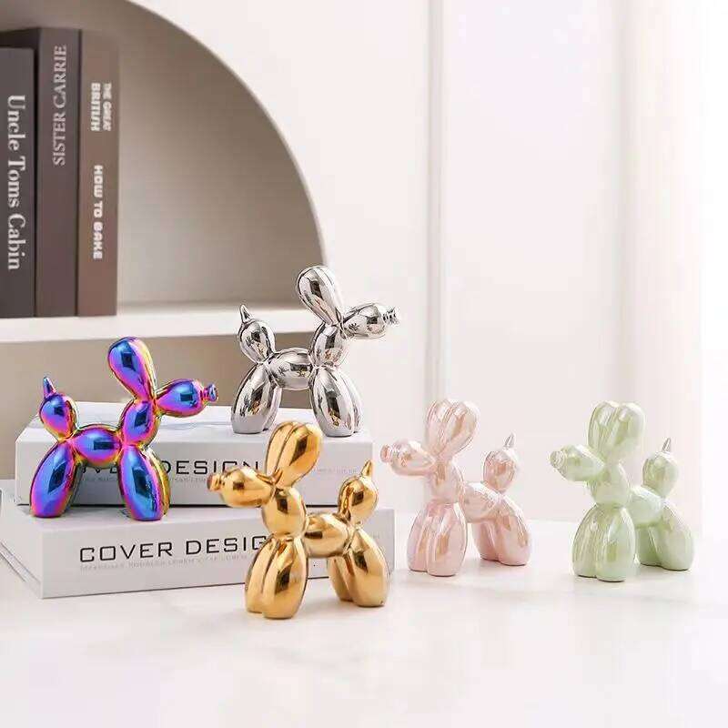 ceramics Balloon Dog Sculpture Home Decor room Decoration Accessories Office Nordic Animal Decorative Sculptures and Figurines S260204