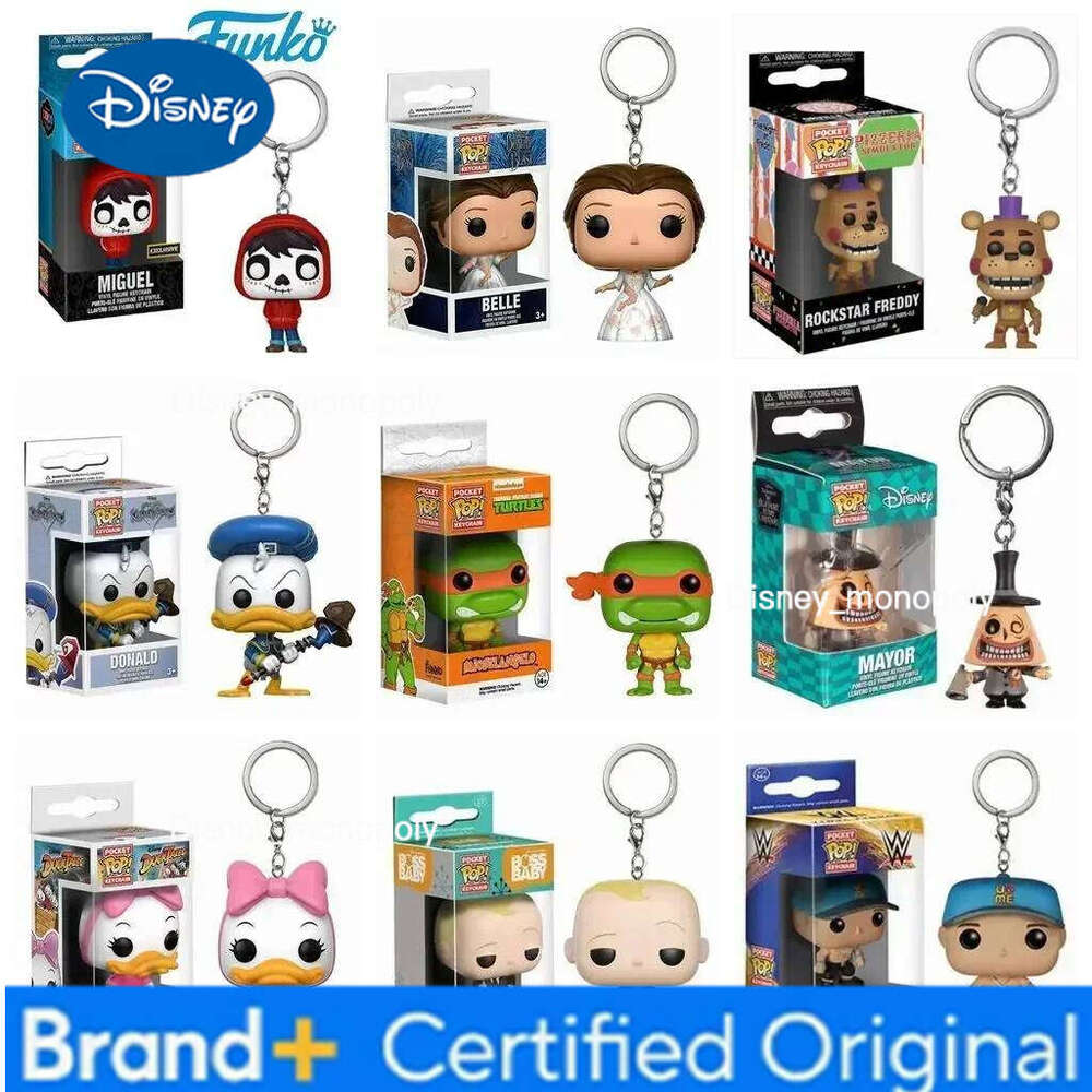 Disney Minimum price Funko POP Belle Coco Miguel Donald Turtles Freddy Boss Baby Snoopy W John Cena Joker Mayor Webby Keychain Kid Toy H260205