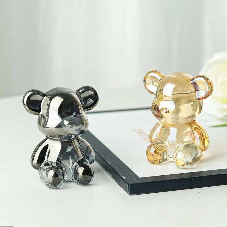 Color Crystal Cute Bear Figurines Collectible Paperweight Art Glass Animal Ornament Table Home Decor Gift For Woman S260204