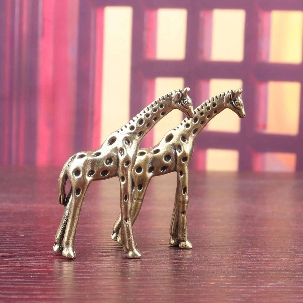 Giraffe Figure Home Decor Copper Ornaments, Animal Decorations, Tea Pets, Handles, Handicrafts S260204